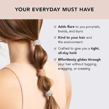 Kitsch Nylon Glitter Hair Ties for Girls & Women - No Snag, Pain-free Hair Ties No Damage Ideal for Ponytails, Updos & Braids, 12pcs Neutral - Valentines Day Gifts