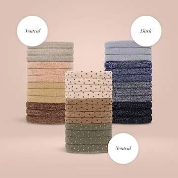 Kitsch Nylon Glitter Hair Ties for Girls & Women - No Snag, Pain-free Hair Ties No Damage Ideal for Ponytails, Updos & Braids, 12pcs Neutral - Valentines Day Gifts