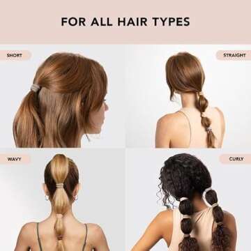 Kitsch Nylon Glitter Hair Ties for Girls & Women - No Snag, Pain-free Hair Ties No Damage Ideal for Ponytails, Updos & Braids, 12pcs Neutral - Valentines Day Gifts