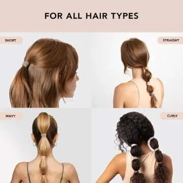 Kitsch Nylon Glitter Hair Ties for Girls & Women - No Snag, Pain-free Hair Ties No Damage Ideal for Ponytails, Updos & Braids, 12pcs Neutral - Valentines Day Gifts