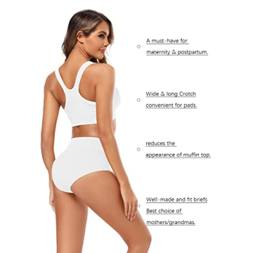 Molasus Women's Cotton High Waisted Underwear Comfort Support