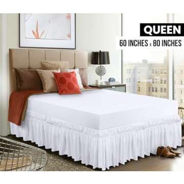 Utopia Bedding Queen Elastic Bed Ruffle - Easy Wrap Around Ruffle - Microfiber Bed Skirt with Adjust...