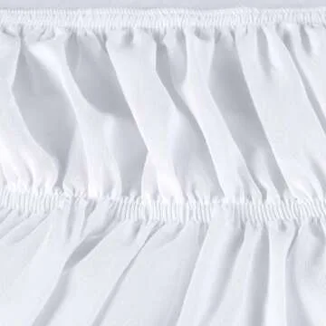 Utopia Bedding Queen Elastic Bed Ruffle - Easy Wrap Around Ruffle - Microfiber Bed Skirt with Adjustable Elastic Belt 16 Inch Tailored Drop - Hotel Quality Bedskirt, Fade Resistant (Queen, White)