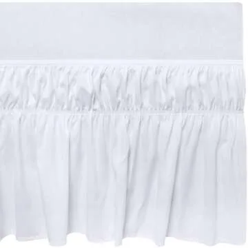 Utopia Bedding Queen Elastic Bed Ruffle - Easy Wrap Around Ruffle - Microfiber Bed Skirt with Adjustable Elastic Belt 16 Inch Tailored Drop - Hotel Quality Bedskirt, Fade Resistant (Queen, White)