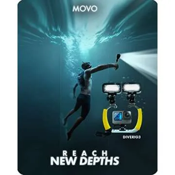 Movo DiveRig3 Diving Rig Bundle with 2 Waterproof LED Lights - Compatible with GoPro HERO3, HERO4, H...