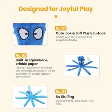 HGB Squeaky Dog Toys, Octopus No Stuffing Crinkle Plush Dog Toys to Keep Them Busy, Interactive Dog Chew Toys for Puppy Teething, Large Dog Toys for Large Medium Small Breeds, Pet Toys, 2 Pack
