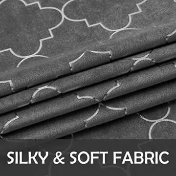 Soft Luxury Grey Velvet Curtains 63 Inch Length 2 Panels Set for Bedroom, Classic Silver Pattern Blackout Curtains for Living Room, Grommet Dining Thermal Insulated Drapes 52”Wx63”L