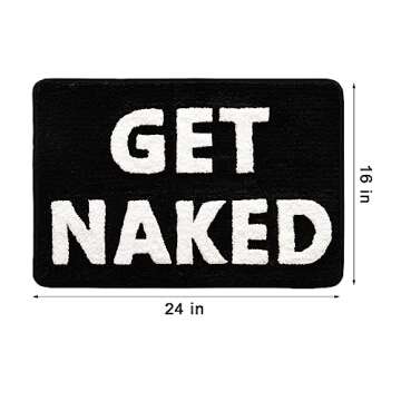 QJHOMO Get Naked Bath Mat Cute Black and White Bathroom Rugs Funny Non Slip Bathtub Decor Mats Super...