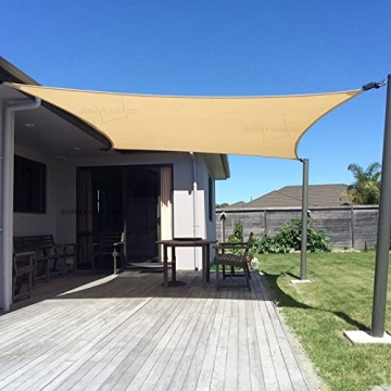 SUNNY GUARD Sun Shade Sail 14' X 18' Rectangle Sand UV Block Sunshade for Backyard Yard Deck Patio G...