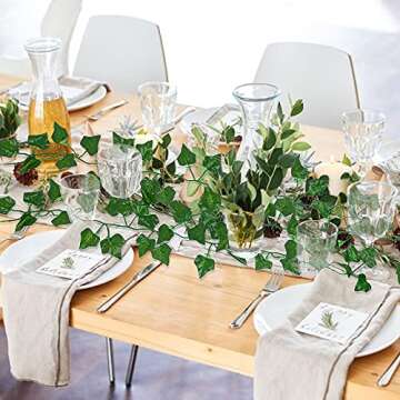 RECUTMS 86 FT Artificial Ivy Fake Greenery Leaf Garland Plants Vine Foliage Flowers Hanging for Wedding Party Garden Home Kitchen Office Wall Decoration（12 Pack）