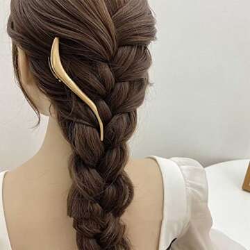 Iaceble Minimalist Metal Hair Clip Barrette Large Long Alligator Hair Clips Pin Boho Gold Hair Barre...