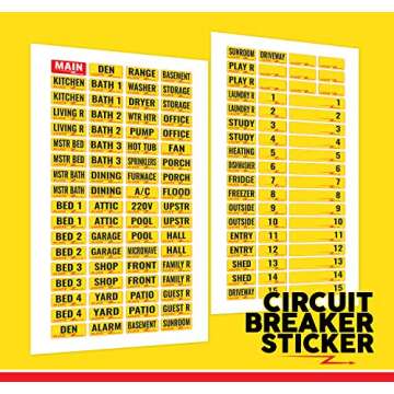 Linelax Circuit Breaker Box Labels – 129 Weatherproof Fuse Box Stickers