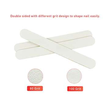 Professional Nail Files Double Sided Emery Board 80/100 Grit for Poly Gel Acrylic Nail Extension Manicure Pedicure Tool White 50Pcs