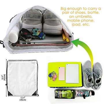 BeeGreen Drawstring Bags Backpacks Bulk, 20 Pieces White Gym Cinch Bags, String Backpack for Sports Sack, Personlized Sackpacks DIY Heat Vinyl