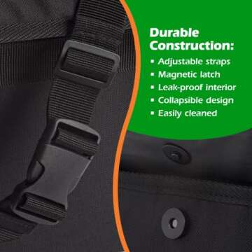 Drive Auto Car Trash Can - Collapsible, Leakproof Garbage Bin with 20 Trash Bags and Adjustable Strap - Car & Truck Accessories for Men and Women - Black, Large