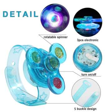 Huastyle Birthday Party Favors for Kids 4-8 Goodie Bag Stuffers,24 Pack Light Up Spinner Bracelets f...