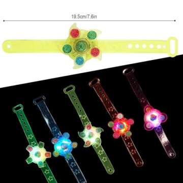 Huastyle Birthday Party Favors for Kids 4-8 Goodie Bag Stuffers,24 Pack Light Up Spinner Bracelets for Pinata Fillers Prize Treasure Box Classroom Glow in The Dark Party Supplies Return Gifts