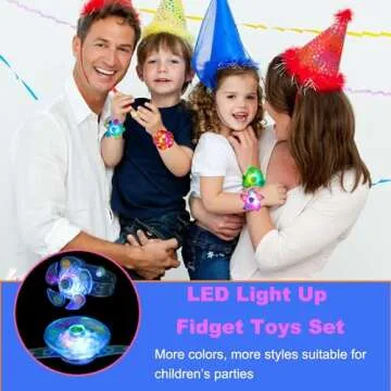 Huastyle Birthday Party Favors for Kids 4-8 Goodie Bag Stuffers,24 Pack Light Up Spinner Bracelets for Pinata Fillers Prize Treasure Box Classroom Glow in The Dark Party Supplies Return Gifts