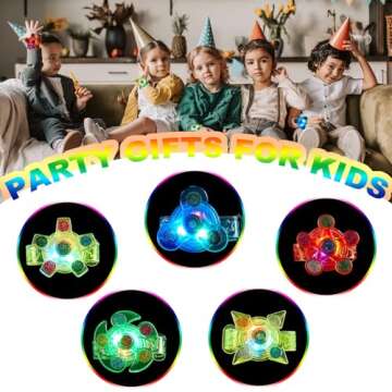 Huastyle Birthday Party Favors for Kids 4-8 Goodie Bag Stuffers,24 Pack Light Up Spinner Bracelets for Pinata Fillers Prize Treasure Box Classroom Glow in The Dark Party Supplies Return Gifts