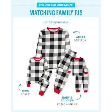 The Children's Place,Family Matching Christmas Holiday Pajamas Sets, Snug Fit 100% Cotton, - PJ Set,RED/BLK BUFF,4T