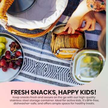 Bon aPetite Stainless Steel Large Square Storage Container | Square Snack Container | Toxin Free Square Container | 100% BPA Free