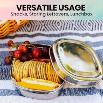 Bon aPetite Stainless Steel Large Square Storage Container | Square Snack Container | Toxin Free Square Container | 100% BPA Free