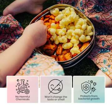 Bon aPetite Stainless Steel Large Square Storage Container | Square Snack Container | Toxin Free Square Container | 100% BPA Free