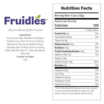 Fruidles Black Bear JuJu, Delicious Jelly Gummy Bear Candy, Fun and Festive Holiday Snacking, Party Favor (Half Pound)