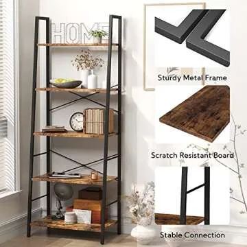 Yusong Ladder Bookshelf - Stylish 5-Tier Storage Solution