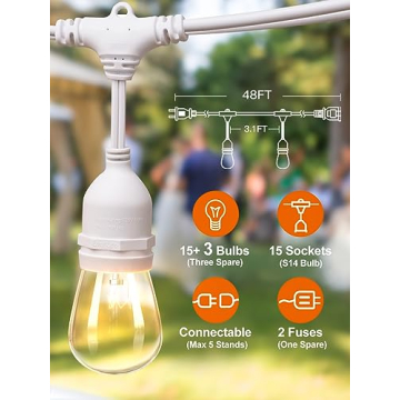 Addlon 48 FT Outdoor String Lights with Edison Bulbs