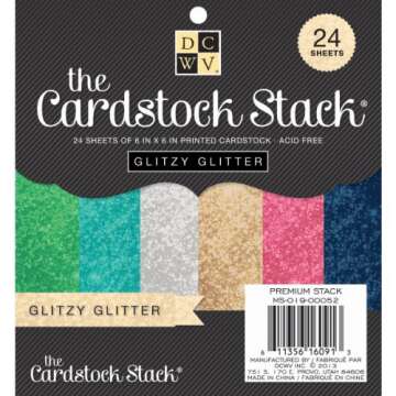 Diecuts With A View MS019052 Paper Stack, 6 by 6-Inch, Glitzy Glitter, 24-Pack