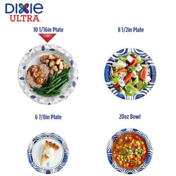 Dixie Ultra, Large Paper Plates, 10 Inch, 172 Count, 3X Stronger, Heavy Duty, Microwave-Safe, Soak-Proof, Cut Resistant, Disposable Plates For Heavy, Messy Meals