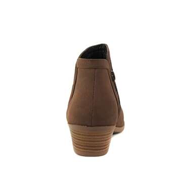 Soda CHANCE Womens Perforated Cut Out Stacked Block Heel Ankle Booties (Brown, numeric_8)