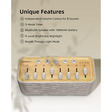 EZVALO White Noise Machine 255+ Sounds Sleep Timer Bluetooth