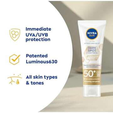 NIVEA Sun UV Facial Specialist Dark Spot Control Cream SPF 50+ Luminous630, 40ml, Pack of 1