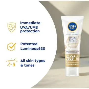 NIVEA Sun UV Facial Specialist Dark Spot Control Cream SPF 50+ Luminous630, 40ml, Pack of 1