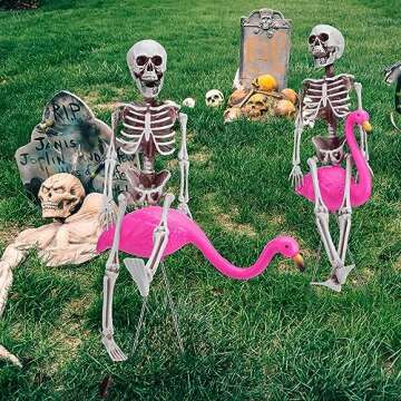 Libima Halloween Skeleton Flamingo Yard Ornaments - 8 Pcs