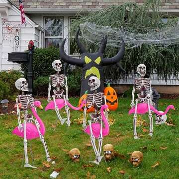 Libima Halloween Skeleton Flamingo Yard Ornaments - 8 Pcs