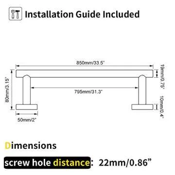 GERZWY 33" Stainless Steel Towel Bar in Matte Black