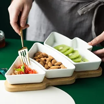 Big White Tree Plates Set for Snacks and Appetizers