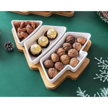 Big White Tree Plates Set for Snacks and Appetizers