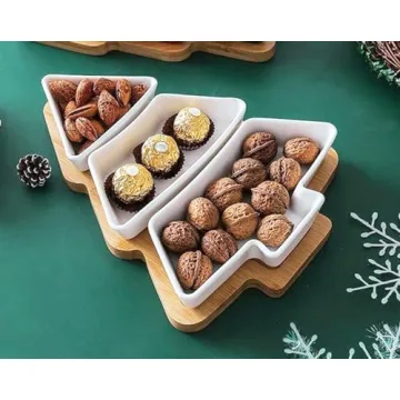 Big White Tree Plates Set for Snacks and Appetizers