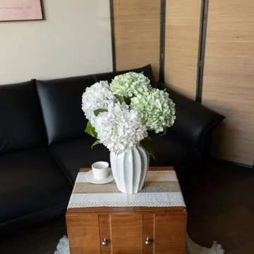 DUYONE 4Pcs 22 inch Lifelike Artificial Hydrangea,2 White & 2 Light Green Large Real Touch Flowers Artificial Flowers Dry Flowers Outdoor Wedding Christmas Office Family Party Living Room Table Deco