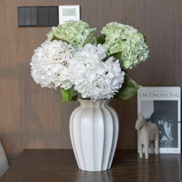 DUYONE 4Pcs 22 inch Lifelike Artificial Hydrangea,2 White & 2 Light Green Large Real Touch Flowers Artificial Flowers Dry Flowers Outdoor Wedding Christmas Office Family Party Living Room Table Deco