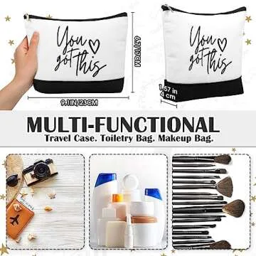 Sanwuta 30pcs Inspirational Gifts for Women Make up Bags Bulk Cosmetic Bags Employee Appreciation Black White Cosmetic Pouch with Zipper Nurse Team Women Gift (Classic)