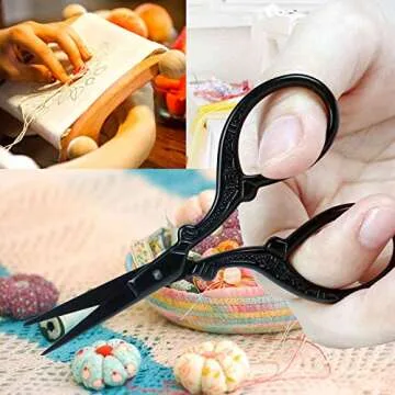 BIHRTC 3.6 Inch Black Stainless Steel Embroidery Scissors