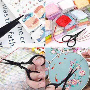 BIHRTC 3.6 Inch Black Stainless Steel Embroidery Scissors