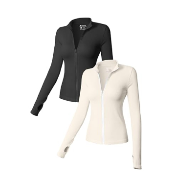OQQ Women’s 2 Piece Long Sleeve Stretch Fitted Tops - Black Beige