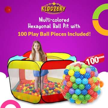 Kids Ball Pit Play Tent - Colorful Fun with 100 Balls Included, Indoor or Outdoor Adventure!