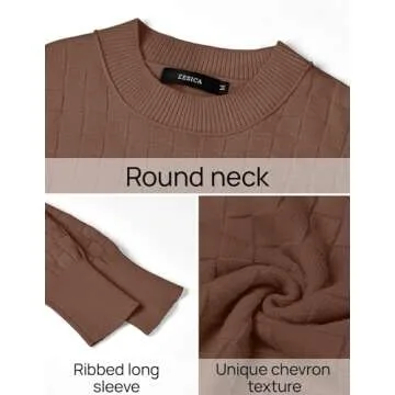 ZESICA Women's Oversized Sweaters 2024 Fall Winter Trendy Long Sleeve Crewneck Knit Pullover Tops Nutmeg S